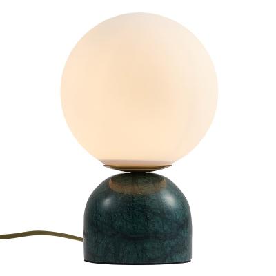 China Modern Creative Design Copper Art Glass Ball G9 White Bedside Reading Table Lamp Lighting for sale