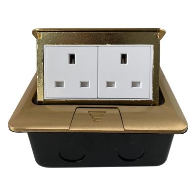 China Wholesale HOME 250v 13a Household Gold Metal Plate Waterproof BS Floor Power Socket 2 Strip for sale