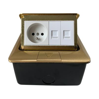 China Factory supply 16A multifunctional waterproof copper alloy floor HOME French socket with data and telephone socket for sale