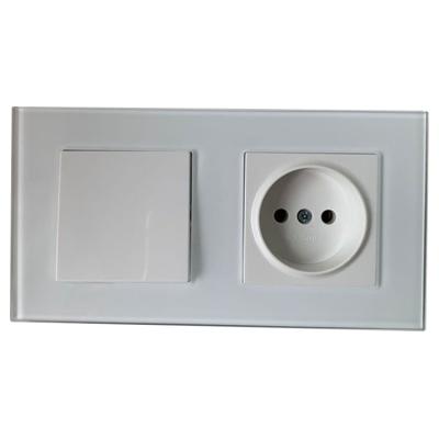 China Newcomer Crystal Glass Panel Socket with10A Switch Socket EU Electric Switch Socket EU Standard Switch Sockets for sale