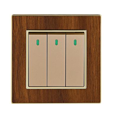 China New Design Multipurpose Gold Material 3 Strip Eu Strip Waterproof Wall Switch Panel For Home for sale