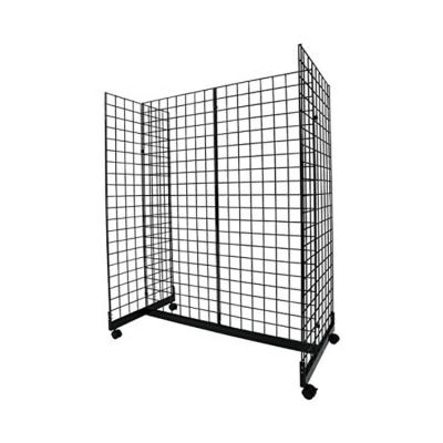 China Double-sided black grid gondola unit - includes base and casters - grid unit 48L x 66H x 24W inches for sale