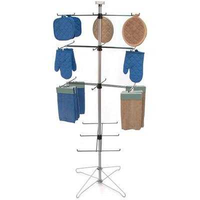 China Clothing And Accessory Metal 4 Tier Hanging Wire Spinner Hanging Rack With Sign Clip for sale