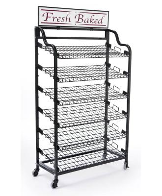 China Clothing And Accessory Hanging Popular Design Bread Display Metal Bakery Shelves Rack for sale