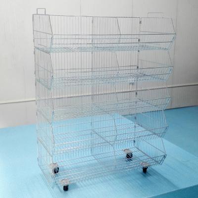 China 5 Tier Floor Metal Storage Wire Rack Single Sided Retail Display Rack With Wheel for sale