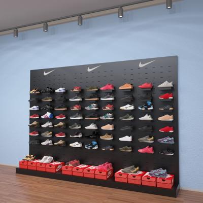 China Metal Customized Modern Wall Brand Sports Shoe Store Rack Shoes Display Rack Universal for sale