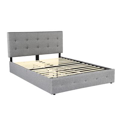 China Storage platform bed frame with 4 storage drawers and headboard, wooden slat support with mattress base for sale