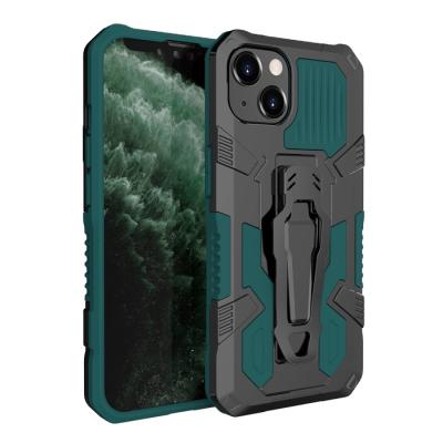 China Anti-fall Armor Combination Bracket Metal Shockproof Metal Hidden Clip 2 in 1 Anti-fall Cell Phone Case for iphone 13 pro for sale