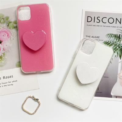 China Shockproof For Huawei P50 Glitter Bling Diamond TPU Heart Kickstand Mobile Phone Case For Huawei P50 pro for sale