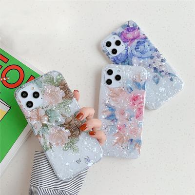 China Shockproof Luxury Sunflower Rose Print Girls Women Oil Bling Printed Shiny Pearl Protective Phone Case For LG K62 W41 for sale