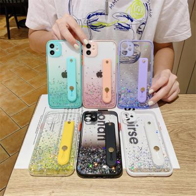 China Wholesale Glossy Shockproof Factory Glitter Back Cover Wrist Strap Holder Phone Case For Infinix smart 5 pro for sale