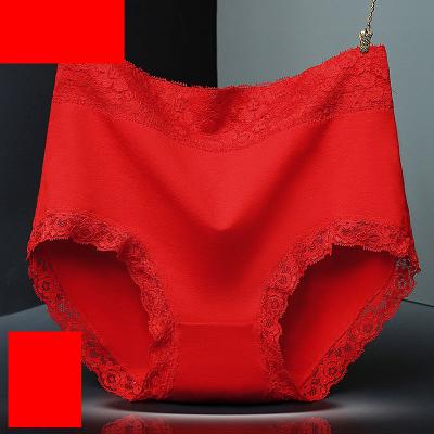 China Antibacterial Combed Lace Women's High Waist Cotton Underwear All Cotton Fabric Belly Hip Tender Lifting Panties Plus Size for sale