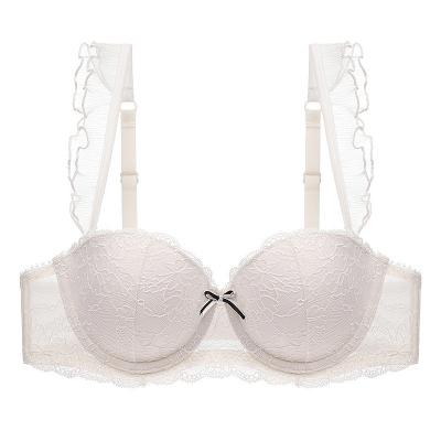 China Breathable Elegant Lace Strap Sexy Bra For Women Comfortable Embroidery Flowers Sexy Bra for sale