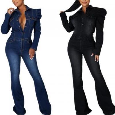 China Denim Overalls Women Breathable Slim Sexy One Piece Long Sleeve Overalls Korean Style for sale