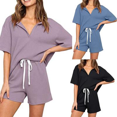 China 2022 Summer ladies anti-shrink jogger plus size two-piece short suit clothing 2 pieces set women with pocket short sets for sale