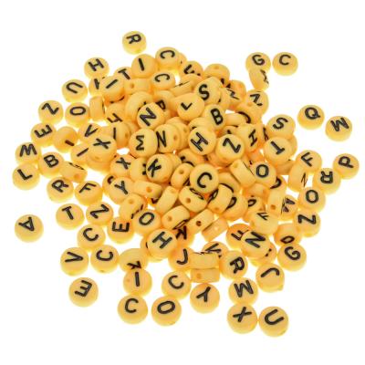 China Wholesale 500g/bag 7*4mm Acrylic Yellow Letter Plastic Loose Beads Mixed DIY Beads For Jewelry Making Bracelets for sale