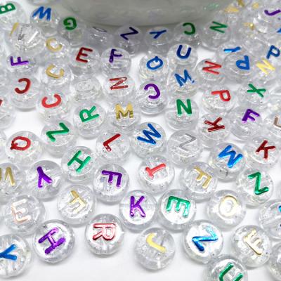 China 500g/bag 6*10mm Mixed Color English Alphabet DIY Charm Beads New Acrylic Transparent Letter Beads for sale