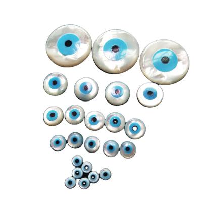 China Shell Wholesale Natural Round Evil Eye Shell Turquoise Loose Beads Diy Accessories For Jewelry Making for sale