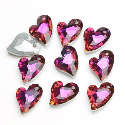 China Crystal 17mm DIY Jewelry Accessories Crystal Glass Color Love Heart Light Plated Blue Crystal Necklace Pendant for sale