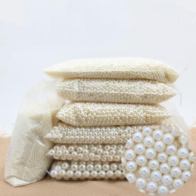 China 0.5kg/bag 3mm-20mm Acrylic ABS Imitation Pearl Loose Beads Straight-Hole Nonporous Filled Pure White Pearls for sale