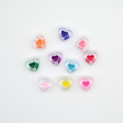 China 500g/bag Clear Acrylic Acrylic Double Sided Enamel Love Heart Beads For Jewelry Making Necklaces And Bracelets for sale