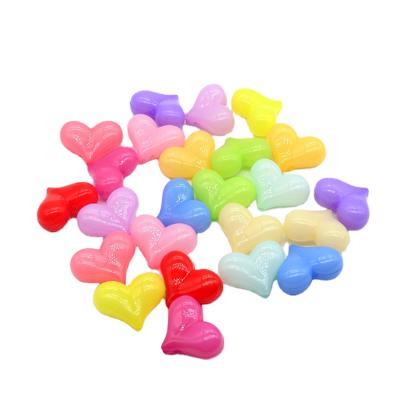 China 500g/bag Jelly Color Peach Heart DIY Acrylic Rainbow Color Love Heart Beaded Jewelry Making for sale