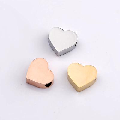 China Popular Love Heart Loose Bead DIY Stainless Steel METAL Gold Necklace Bracelet Pendant Making for sale