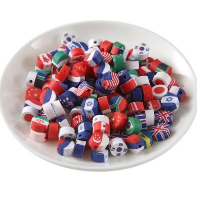 China 1000pcs/bag Ceramic Mixed National Pattern Polymer Clay Flag Beads Spacer Beads Kids DIY Handmade Toy Jewelry Making for sale