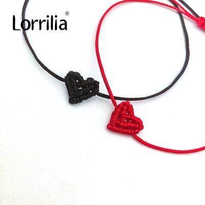 China LORRILIA Jewelry Rainbow FASHION Handmade Lucky Anklet Red Couples Pairing Good Heart Shaped Braided Bracelet Women for sale