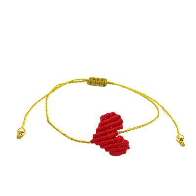 China LORRILIA Jewelry Rainbow FASHION Handmade Lucky Anklet Red Couples Pairing Good Heart Shaped Braided Bracelet Women for sale