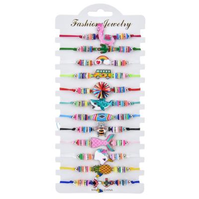 China BOHEMIA 12 Pcs/Polymer Clay Handwoven Charm Tortoise Enamel Bracelet Set Crystal Bead Rope Bracelet Set Bracelet for sale