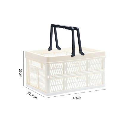 China Sustainable Crates With Food Serving Friuts Bins Organizer Handles Shopping Baskets Plastic Folding Stackable Container Storage for sale