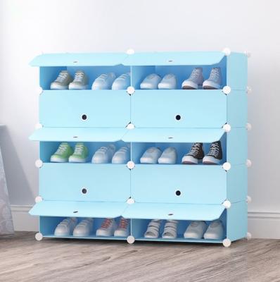 China 2X5 Layer Modern Cube-Multi Plastic Shoe Rack PP Shoe Cabinet Shoe Box Rack for sale