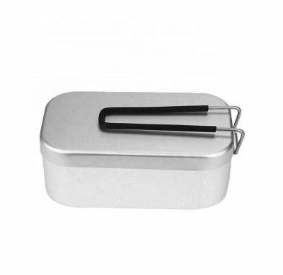 China Modern Deisgn Sell Like Japanese Outdoor Rectangular Meal Box Aluminum Meal Box 800ml Mess Bento Hot Cakes Students Survival Boxes for sale