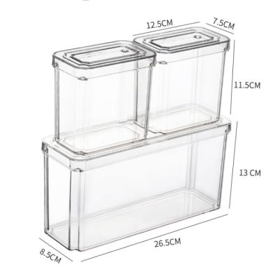 China 3 Pack Modern Stackable Product Saver Food Fridge Storage Transparent Plastic Organizers With Lids for sale