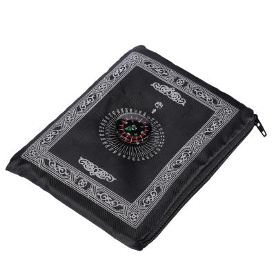 China Wholesale 2022 Thick Folded Pocket Prayer Mat Muslim Islamic Prayer Blanket Washable With Compass for sale