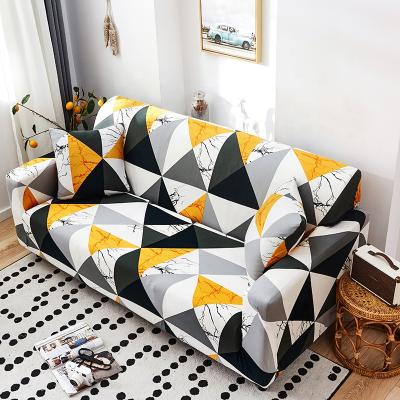 China Hot Europe Amazon Quality Polyester Anti Slip Printed Sofa Set Cover L Shape 5 Seater With Elastic for sale