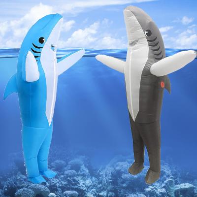 China Wholesale Party Halloween Carnival Unisex Shark Costume Party Mascot Inflatable Air Blast Walking Costume for sale