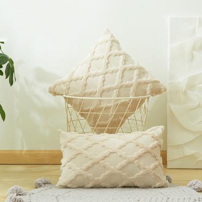 China Nordic simple geometric pure color plush anti-pilling embroidery velvet cushion cover special sofa for sale