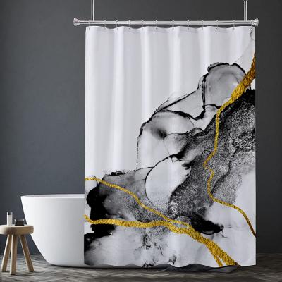 China Sustainable Modern Simple Custom Design Bathroom Curtain Plus Shower Curtain With Pole for sale