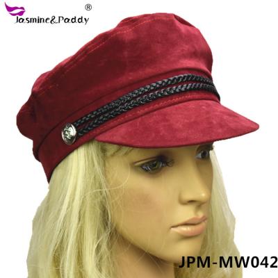 China Police 2018 NEW Wine Red Fashion Captain Velvet Hat Sailor Hat Custom Hats for sale