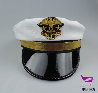 China White Sailor Hat Captain Navy Character Embroidery Hat Policeman Naval Hat for sale