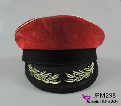 China Character Corduroy Military Officer Hat Sailor Hats Uniform Pilot Hat With Embroidery Label for sale