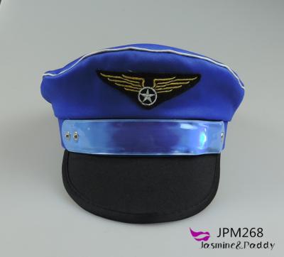 China Blue Pilot Cap Captain Cap Character Police Cap Uniform Hat With Light Bars for sale