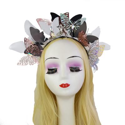 China New Gold Luxury Design, Silver Party Carnival Headband Purple Butterfly Headdress for sale