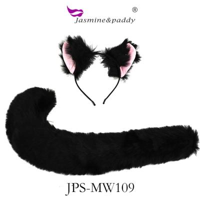 China Cartoon Cosplay Cat Ears Headband Tail Set Role Playing Clothing Accessories Headband Animal Tail for sale