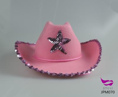 China Character Pink Felt Top Hats Cowboy Hat With Five-pointed Glitter Star for sale