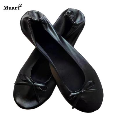 China High quality soft genuine leather flat dance shoes for sale with low price made in china, after party ballerinas foldable shoes for sale