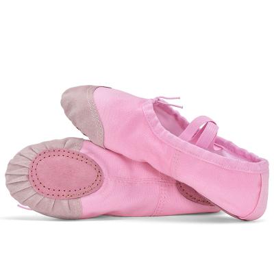 China 2020 suede outsole sports shoes red-pink baby brown canvas ballet dance shoes for sale