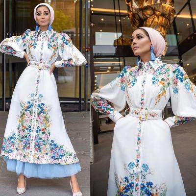 China New Dubai Daily Kaftan Kaftan Long Wear Turkey Arabic Floral Muslim Dress Ramadan Muslim Abaya Dress Islamic Clothing for sale